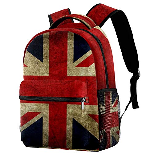 LORVIES Bandera Inglesa mochila casual para el hombro, bolsa para estudiantes escolares, bolsas de viaje