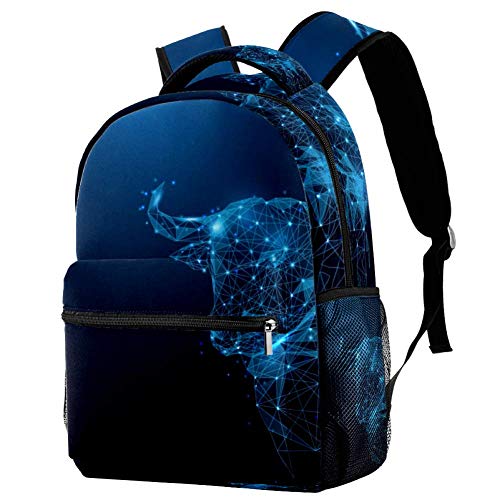 LORVIES Polygon Bull cabeza de ganado de alambre de malla casual mochila de hombro bolsa de libros para estudiantes escolares bolsas de viaje