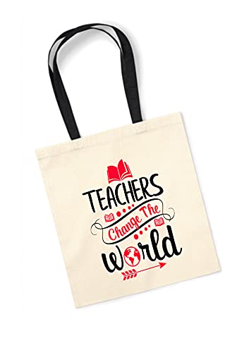 Los Eventos de la Tata. Bolsa Tote Bag con Asa Negro para regalar a Maestros profesores (Asa Negra. Teacher)