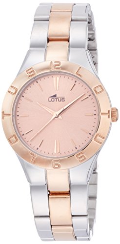 Lotus 0 - Reloj de Cuarzo para Mujer, con Correa de Acero Inoxidable, Color Plateado