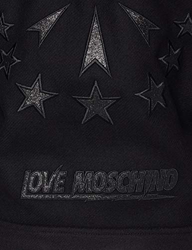 Love Moschino accentuated Sleeves Jacket_Sparkling Logo Embroidery in The Back Chaqueta, Negro, 38 para Mujer