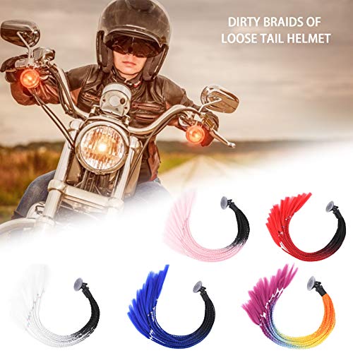 LQKYWNA Trenzas de Casco de Motocicleta, Trenzas sucias de Cascos de Cola dispersos Adornos de Moda Personalizados Color Degradado Trenzas sucias dispersas