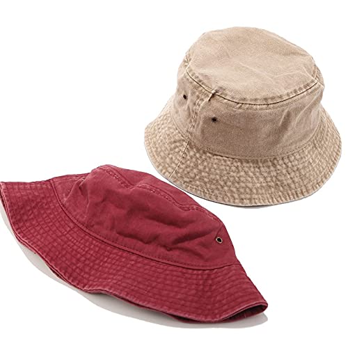 LSY Moda Verano Sombrero De Cubo Mujer Algodón Protección Solar Gorra De Pescador Sombrero De Panamá-Caqui, Talla Única