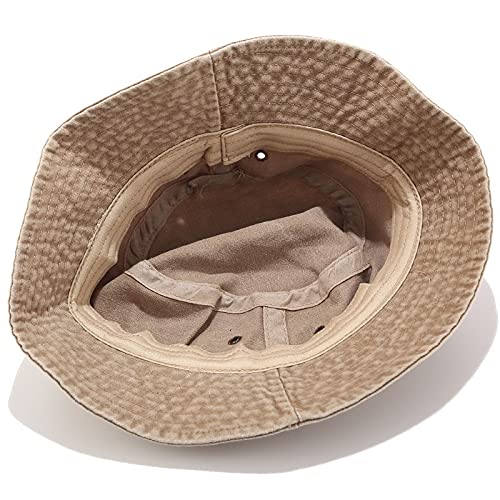 LSY Moda Verano Sombrero De Cubo Mujer Algodón Protección Solar Gorra De Pescador Sombrero De Panamá-Caqui, Talla Única