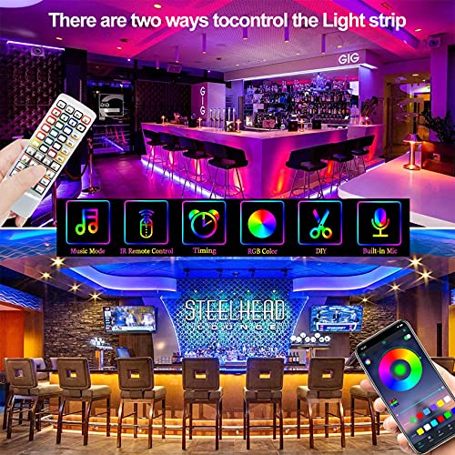 Luces Led 15 metros, Tiras Led 15m Bluetooth Musical Tiras de Luces LED Iluminación, Control de APP y Remoto Control de 40 Teclas, 16 Millones de Colores para Dormitorio Cocina Decoración