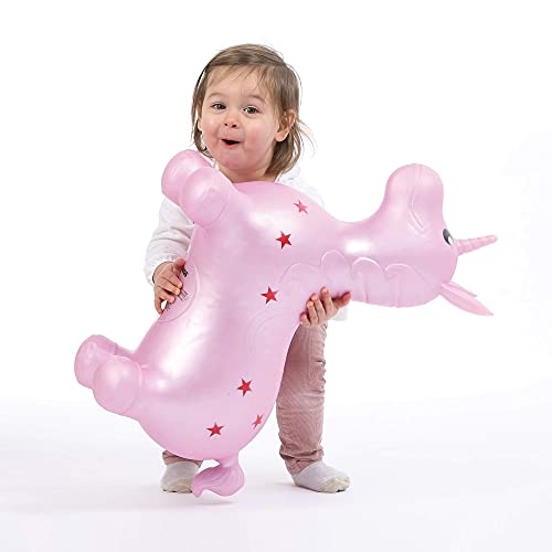 Ludi - 90008 - Mi Unicornio Saltarín - Juguete Inflable para Saltar - Juego de Interior y Exterior - Entrenamiento del Equilibrio y Desarrollo Motor - A partir de los 10 Meses de Edad