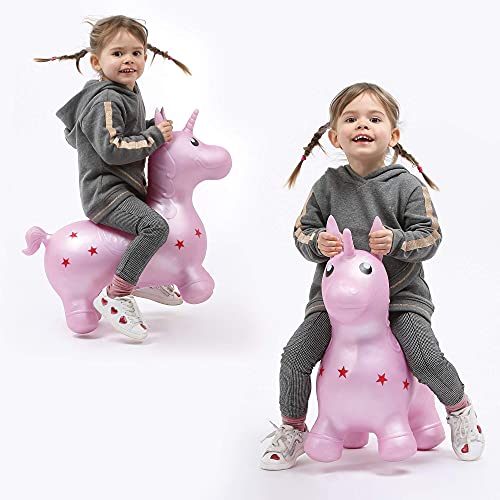 Ludi - 90008 - Mi Unicornio Saltarín - Juguete Inflable para Saltar - Juego de Interior y Exterior - Entrenamiento del Equilibrio y Desarrollo Motor - A partir de los 10 Meses de Edad