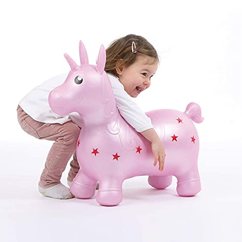 Ludi - 90008 - Mi Unicornio Saltarín - Juguete Inflable para Saltar - Juego de Interior y Exterior - Entrenamiento del Equilibrio y Desarrollo Motor - A partir de los 10 Meses de Edad