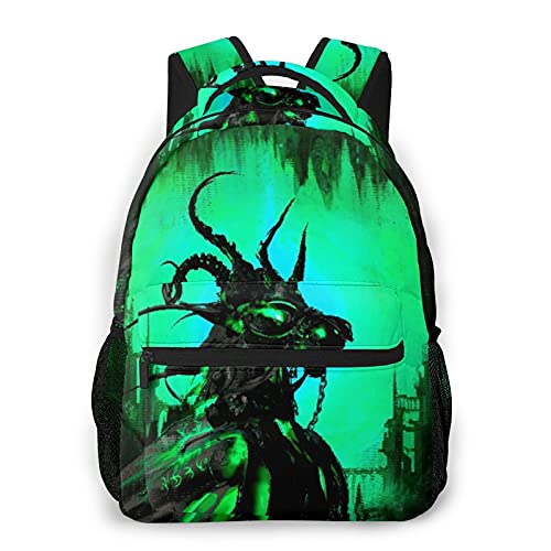 LUDOAN Mochila para portátil de viaje,caballo mágico verde con cuernos y ojos verdes venenosos,mochila antirrobo resistente al agua para empresas,delgada y duradera