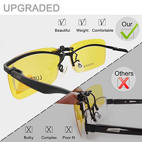 LUFF Polarizado Clip Unisex en Gafas de Sol para Anteojos Recetados-Buen Estilo de Clip Gafas de Sol para la Miopía Gafas al Aire Libre/Conducción/Pescar (Night vision clip)