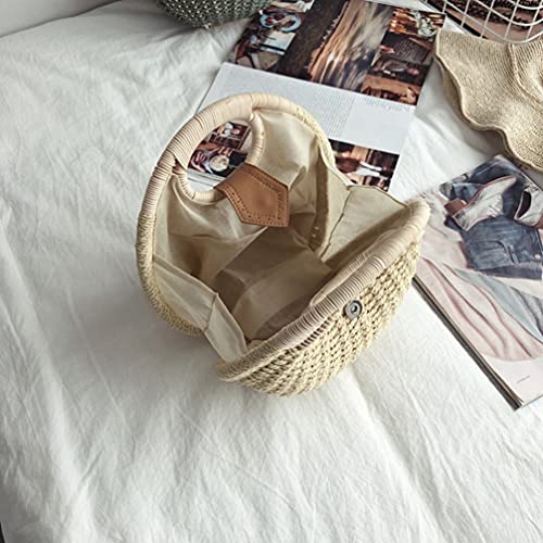 Lurrose Concha en forma de paja tejida Bolso de paja Embrague de ratán creativo para Lady Woman Female (blanco), color Beige, talla Medium