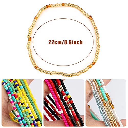 LUTER 18 Piezas Tobilleras Cuentas Pulsera Elástica Bohomenian Tobilleras Colores Cuentas Coloridas Hechas a Mano Joyería para Niñas Mujeres