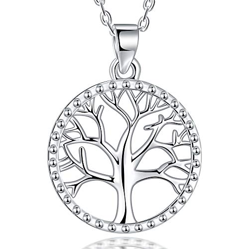 Lydreewam árbol de la Vida Collar para Mujer Plata de Ley 925 con Joyero, Ajustable 40+5cm
