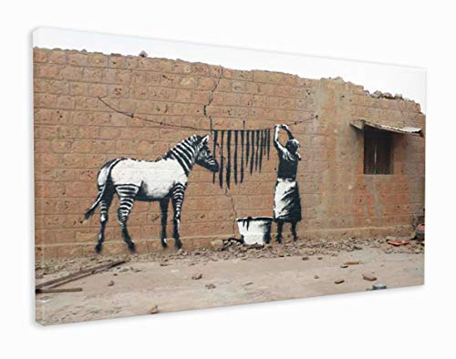 M2M Prints Banksy Zebra - Lienzo decorativo (40 x 24 pulgadas)