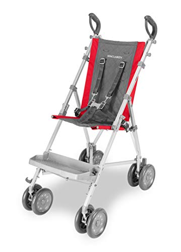 Maclaren Major Elite silla de transporte para niños con necesidades especiales desde 6 meses hasta 50 kg, Incluye arnés de 5 puntos y reposapiés extraíble, Chasis de aluminio, Rojo/gris oscuro