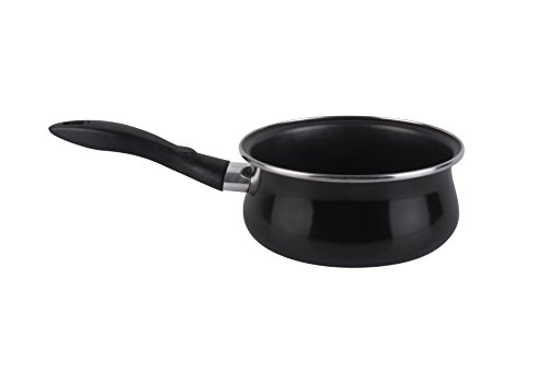 MAGEFESA Black Cazo 16 cm de Acero esmaltado, Antiadherente bicapa Reforzado, Color Negro Exterior. Apta para Todo Tipo de cocinas, incluida inducción, 1.5 litros, Vitrificado