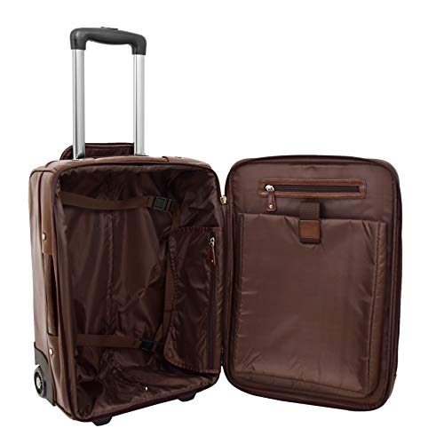 Maleta de piel marrón de lujo, tamaño cabina, 2 ruedas, carrito de equipaje de mano Beverley Hills