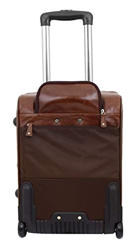 Maleta de piel marrón de lujo, tamaño cabina, 2 ruedas, carrito de equipaje de mano Beverley Hills