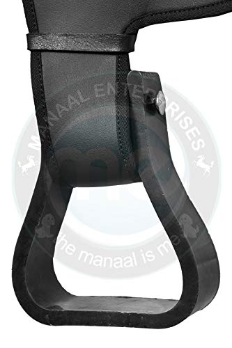 Manaal Enterprises - Sillín Australiano sintético HB Sillín Australiano de Media Raza para Caballo de 35,5 a 45,7 cm, 15" Inch Seat, Negro