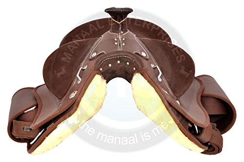 Manaal Enterprises - Sillín de equitación para Caballo de Media Raza Australiana, tamaño 25 a 30 cm, 11" Inch Seat, Marrón