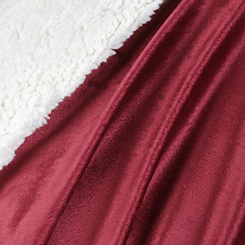 Manta de aspecto de piel de cordero Gräfenstayn® - Varios tamaños y colores - Manta para la sala de estar - Manta de microfibra de franela (Burdeos, 200x150 cm)