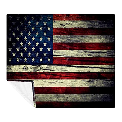 Manta de Lana Manta de Microfibra Ligera,Bandera Americana de los Estados Unidos Vintage ,Cama Suave y acogedora, Mantas de Dos tamaños