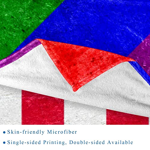 Manta de Lana Manta de Microfibra Ligera,Bandera Americana del Arco Iris ,Cama Suave y acogedora, Mantas de Dos tamaños