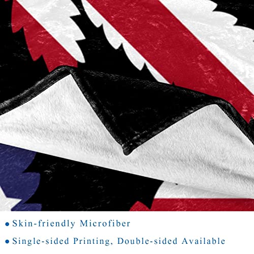Manta de Lana Manta de Microfibra Ligera,Bandera Americana EAF en Negro ,Cama Suave y acogedora, Mantas de Dos tamaños