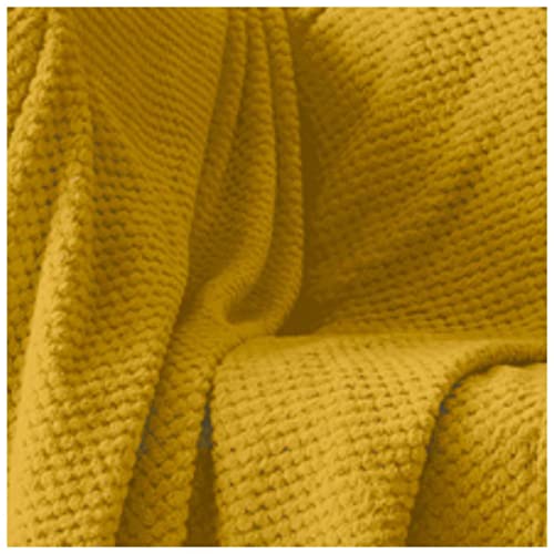 Manta de Lujo para sofá Cama con Peine de Miel de Palomitas de maíz, de fácil Cuidado, súper Suave y cálido, Esponjoso, Ocre, 130 x 150