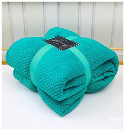 Manta de Lujo para sofá Cama con Peine de Miel de Palomitas de maíz, de fácil Cuidado, súper Suave y cálido, Manta de gofres, Color Verde Azulado, 200 x 240