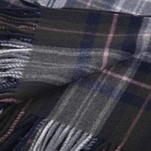 Manta escocesa 100 % pura lana medida 150 x 180 cm (verde rosa)