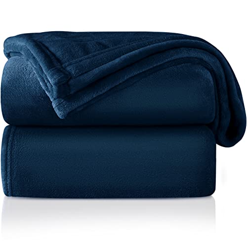 Mantas para Sofa Azul Oscuro 150 × 200 cm, RATEL Mantas para Cama de Franela Reversible, Mantas Ligeras de 100% Microfibra - Fácil De Limpiar - Extra Suave Cálido