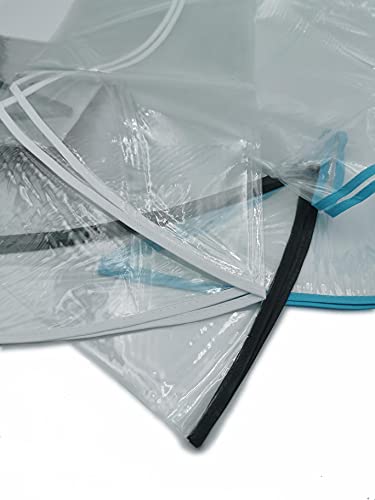 Mantel Transparente Hule PVC - Impermeable - Uso Interior y Exterior - Original 100% - Antideslizante - Borde Ribeteado en Colores Aleatorios: Rojo, Negro, Blanco, etc (Cuadrado 120x120cm)