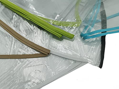Mantel Transparente Hule PVC - Impermeable - Uso Interior y Exterior - Original 100% - Antideslizante - Borde Ribeteado en Colores Aleatorios: Rojo, Negro, Blanco, etc (Cuadrado 120x120cm)