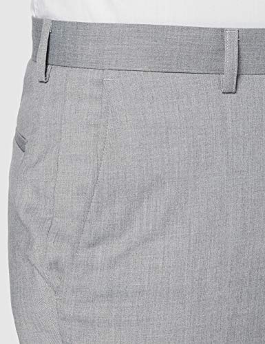 Marca Amazon - find. Pantalón de Traje Entallado para Hombre, Gris (Light Grey), 34W / 32L, Label: 34W / 32L