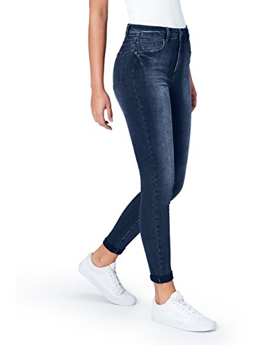 Marca Amazon - find. Vaqueros Ceñidos de Tiro Medio Mujer, Azul (Mid Indigo), XXXL (38W / 32L)