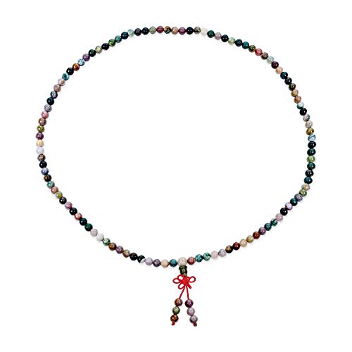 Marrón tierra piedra multicolor color Jasper Mala oración perla largo collar para las mujeres envuelven pulsera de estiramiento para las mujeres para los hombres