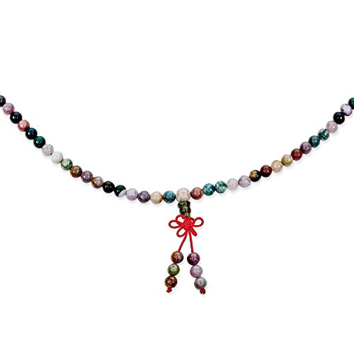 Marrón tierra piedra multicolor color Jasper Mala oración perla largo collar para las mujeres envuelven pulsera de estiramiento para las mujeres para los hombres