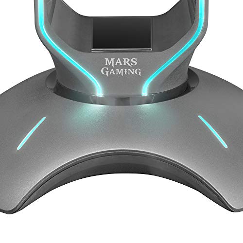 MARSGAMING MHHX, Soporte Cascos Gaming RGB Flow + 2X USB 2.0, Grafito