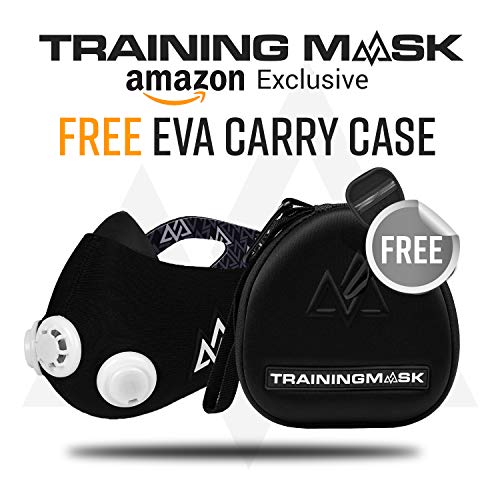 Máscara de entrenamiento 2.0 [original negro mediano + funda] máscara de simulación de fitness, máscara de entrenamiento, máscara de correr, máscara de respiración, máscara de resistencia