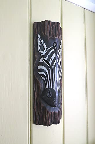 Máscara de madera tallada a mano de cebra para colgar en la pared