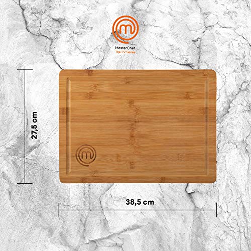 MasterChef 525522 Tabla bambú, para Preparar, Cortar, trocear y Servir, Dimensiones: 38,5 x 27,5 cm
