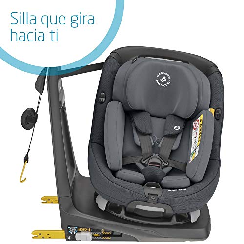 Maxi-Cosi Axissfix Plus Silla de coche giratoria 360° isofix, silla auto reclinable y contramarcha, con reductor bebé recién nacido, 0 meses - 4 años, color authentic graphite