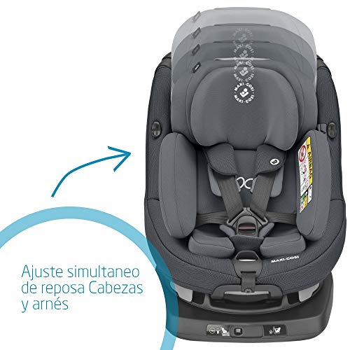 Maxi-Cosi Axissfix Plus Silla de coche giratoria 360° isofix, silla auto reclinable y contramarcha, con reductor bebé recién nacido, 0 meses - 4 años, color authentic graphite