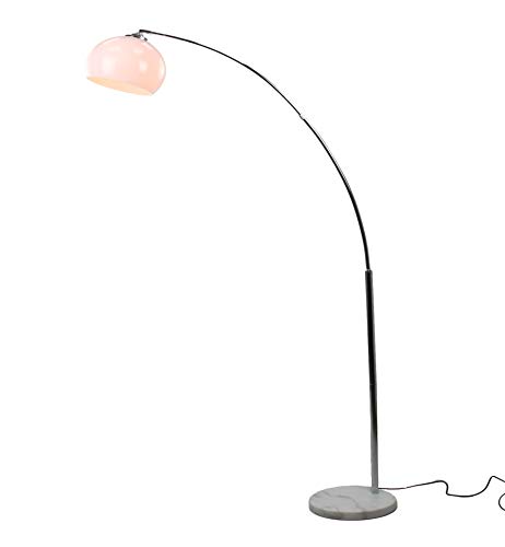 MaxxHome - Lámpara de pie de mármol con arco curvado para salón (altura regulable, 179 cm), color blanco