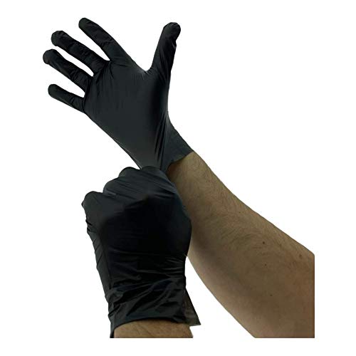 MC-Trend - 100 guantes desechables de TPE, color negro, sin polvo, sin látex, en caja dispensadora, large