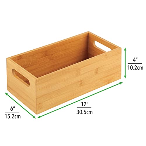 mDesign Caja organizadora para cocina – Práctico cajón de madera de bambú con asas integradas – Organizador de cocina abierto para guardar utensilios de cocina – color natural