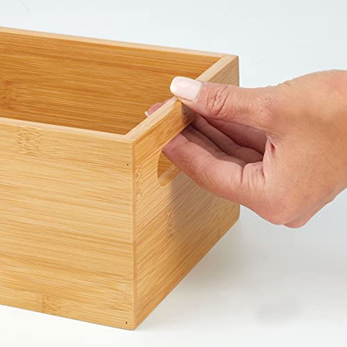 mDesign Caja organizadora para cocina – Práctico cajón de madera de bambú con asas integradas – Organizador de cocina abierto para guardar utensilios de cocina – color natural