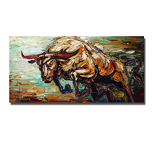 MDKAZ Pintura Decorativa en Lienzo Artista Experto Hecho Abstracto Toro Corriente Pintura al óleo Lienzo Abstracto Cuchillo Toro Pintura para Sala Estar -50x70CM