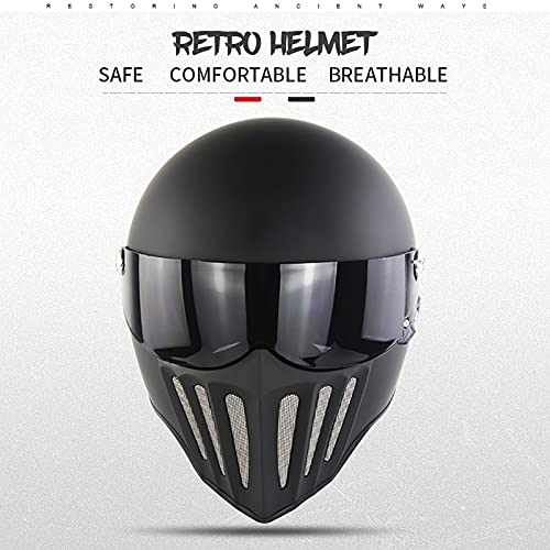 Medio Casco de Moto Retro Casco Jet con Visera Solar Casco Abierto Custom Scooter para Mujer Hombre Adultos Casco Abierto de Motocicleta,ECE Homologado A,L=59~60cm